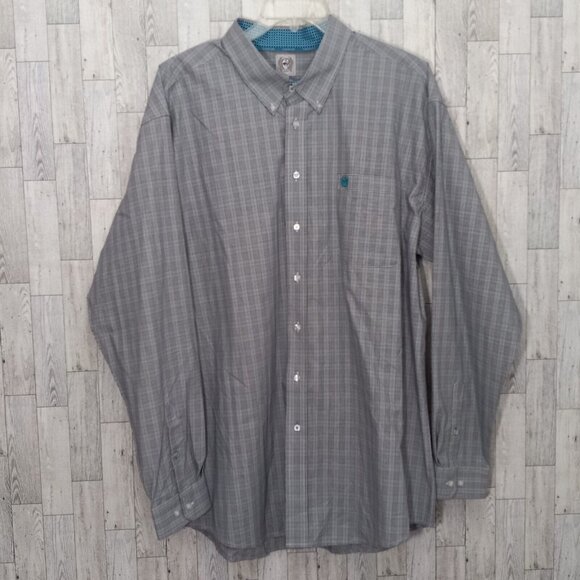 Cinch Shirt Men's 2XL Button Down Multicolor Plaid Western Long Sleeve Cowboy - Picture 2 of 15